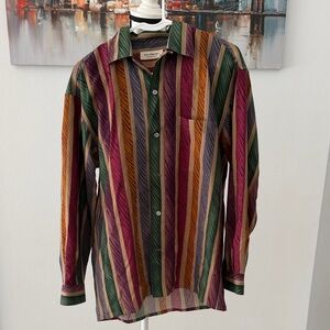Equipment silk stipe button down shirt small